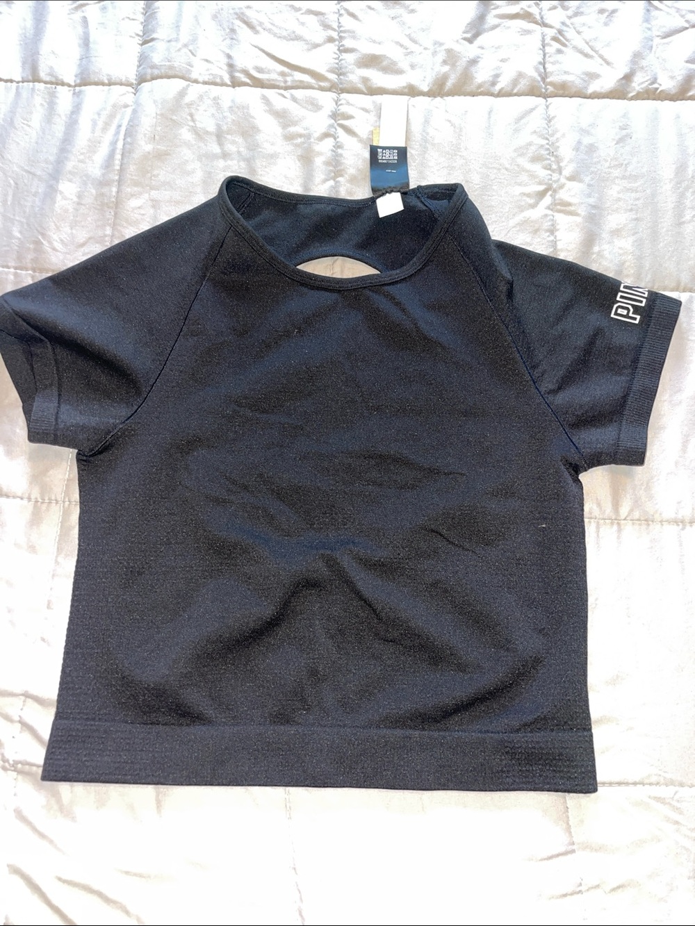 PINK Victoria's Secret Black Short Sleeve Active Tee